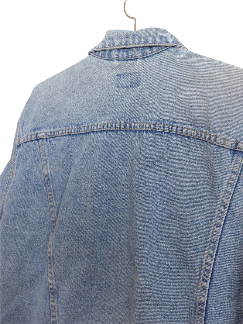 Vintage 90s Utilitarian Streetwear Bram’s Paris Light Wash Collared Denim Jean Jacket