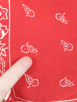 Vintage 90s Silk Western Red & White Paisley Print Small Square Bandana Neck Tie Scarf