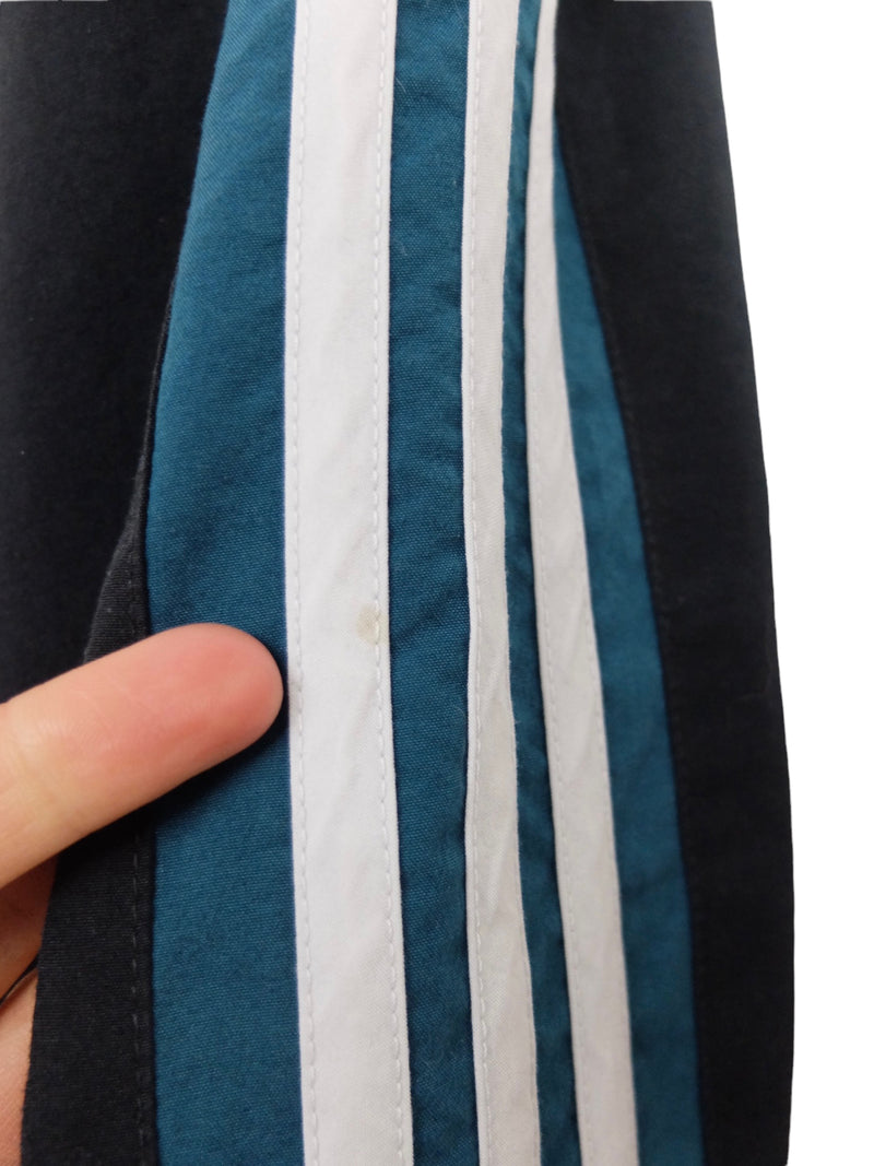 Vintage 90s Adidas Black Teal & White Side Striped Lined Track Pants Jogger with Adjustable Drawstring Waist | 33-41 Inch Waist | Women’s Size UK 16, US 12, EU 44