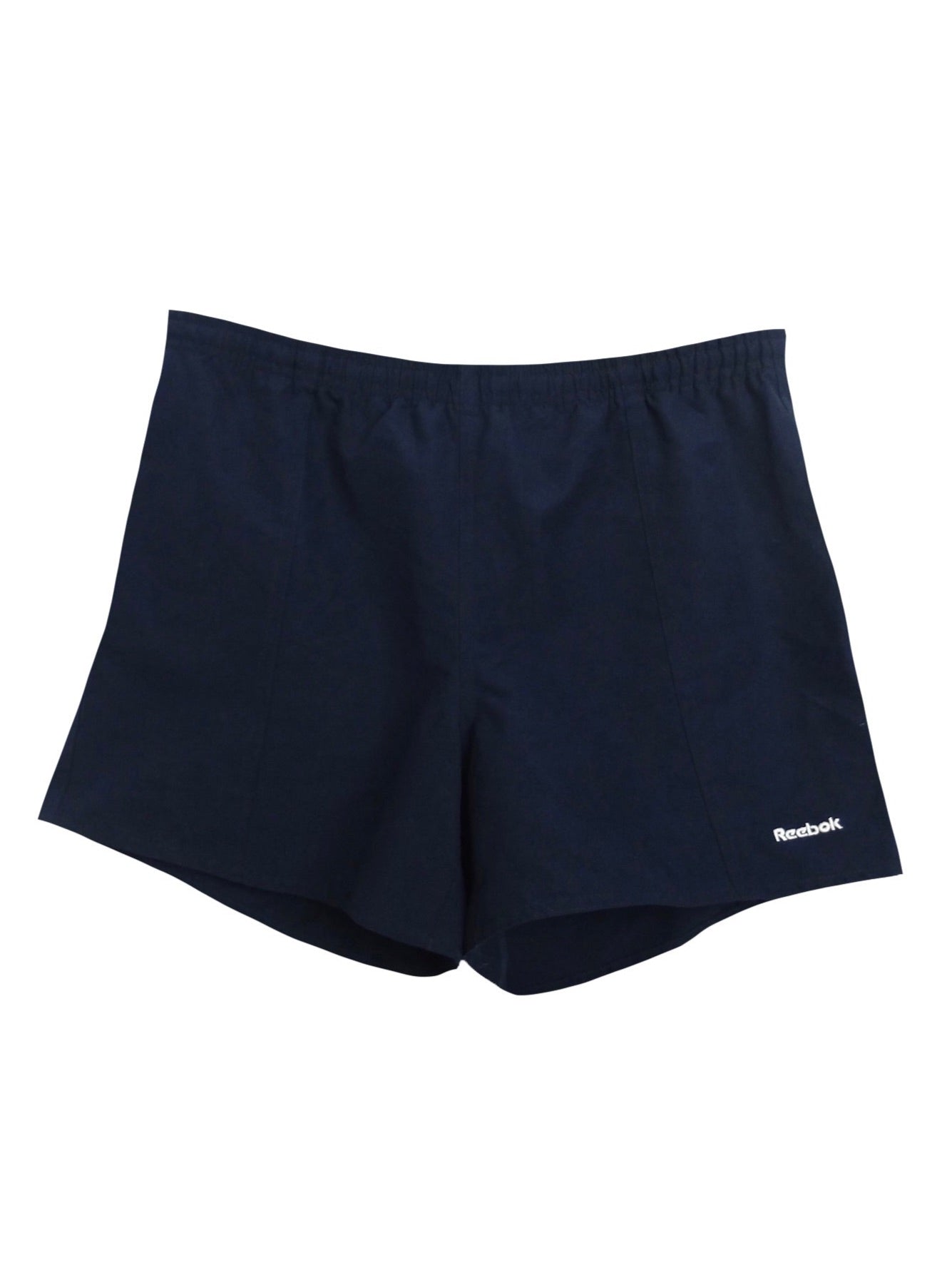 Vintage 90s Reebok Streetwear Athletic Sports Navy Blue Short Length Shorts with Elasticated Waist | Men’s Size S