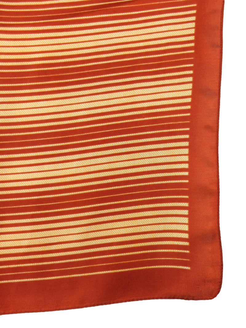 Vintage 80s Silky Rust Orange & Yellow Striped Square Bandana Neck Tie Scarf