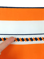 Vintage 70s Mod Psychedelic Hippie Minimalist Bright Orange & Navy Blue Large Square Bandana Neck Tie Scarf with Hand-Rolled Hem