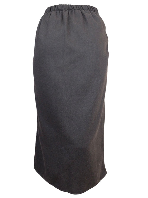Vintage 80s Wool Mod Preppy Chic Taupe Brown-Grey High Waisted Wrap Style Midi Skirt | 29-32.5 Inch Waist