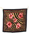 Vintage 90s Y2K Bohemian Hippie Hawaiian Floral Print Brown Pink & Black Zebra Print Small Square Bandana Neck Tie Scarf