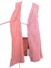 Vintage 70s Mod Cottagecore Milkmaid Prairie Hippie Pink Floral Wrap Fit & Flare V-Neck Sleeveless Summer Tank Circle Apron Midi Dress with Waist Tie | Size XL
