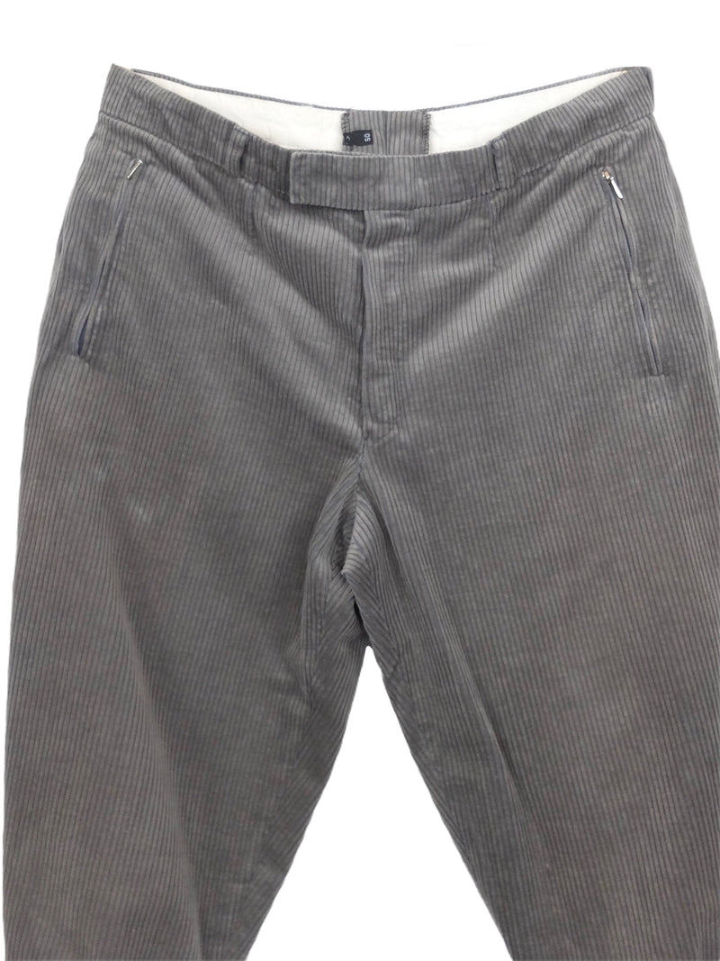 Vintage Men’s 70s Grey Corduroy Velour Mid-Calf Shooting Trouser Pants | Men’s 33.5 Inch Waist
