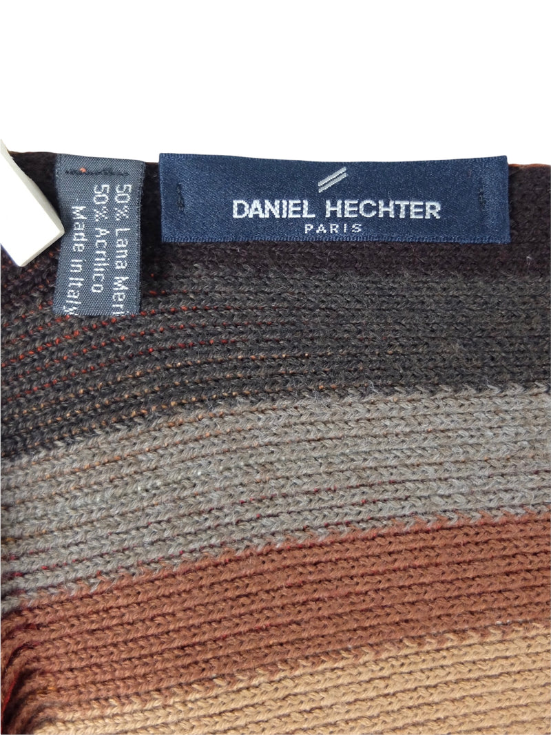Vintage 90s Daniel Hechter Merino Wool Blend Bohemian Hippie Striped Reversible Wrap Knit Winter Scarf