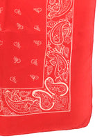 Vintage 90s Silk Western Red & White Paisley Print Small Square Bandana Neck Tie Scarf