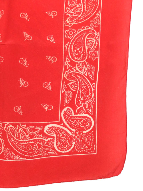 Vintage 90s Silk Western Red & White Paisley Print Small Square Bandana Neck Tie Scarf