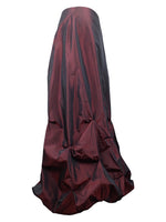 Vintage 90s Formal Soft Grunge Regency Style Metallic Red-Black Low Rise Floor Length Gathered Ruched Maxi Skirt | Size US 10, UK 14, EU 42