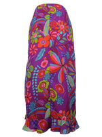 Vintage 2000s Y2K Bright Funky Psychedelic Floral Abstract Patterned Low Rise Layered Ruffle Maxi Skirt | 29 Inch Waist