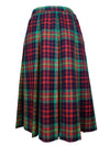 Vintage 70s Wool Mod Schoolgirl Academia Preppy Punk Green Blue & Red Tartan Plaid Check Print A-Line Pleated Midi Skirt | 27 Inch Waist