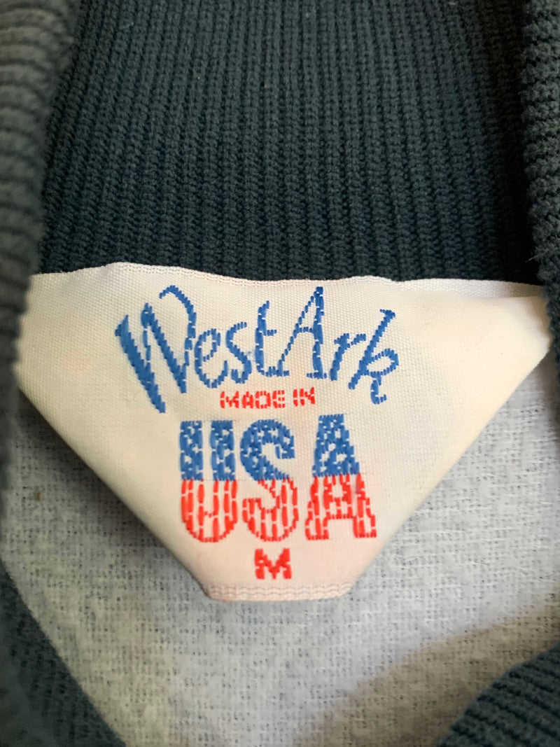 Vintage 80s Sportswear Navy Blue Basic Solid Nylon Baseball Snap Button Down Bomber Jacket | Women’s Size M