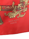Vintage Hermes Sunflower Floral Patterned Red Large Square Bandana Neck Tie Scarf with Handrolled Hem