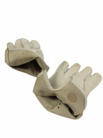 Vintage 60s Mod Hippie Chic Cream Motorcycle Soft Leather Gloves with Embroidered Detail