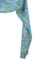 Vintage 70s Bohemian Hippie Mod Blue & Green Paisley Patterned Long Wide Neck Tie Scarf