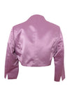 Vintage 90s Y2K Formal Preppy Silky Satin Look Rose Purple-Pink Solid Cropped Lightweight 3/4 Sleeve Blazer Jacket | Size M