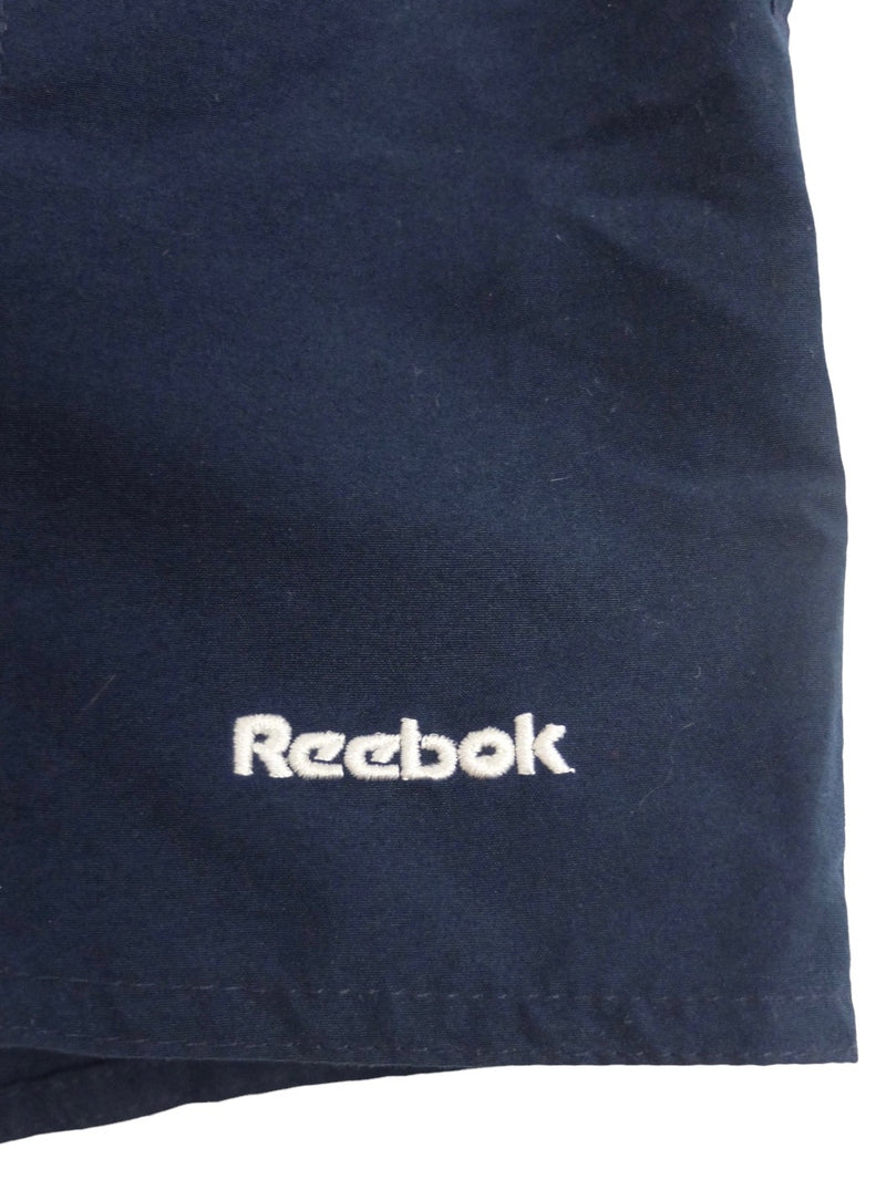 Vintage 90s Reebok Streetwear Athletic Sports Navy Blue Short Length Shorts with Elasticated Waist | Men’s Size S