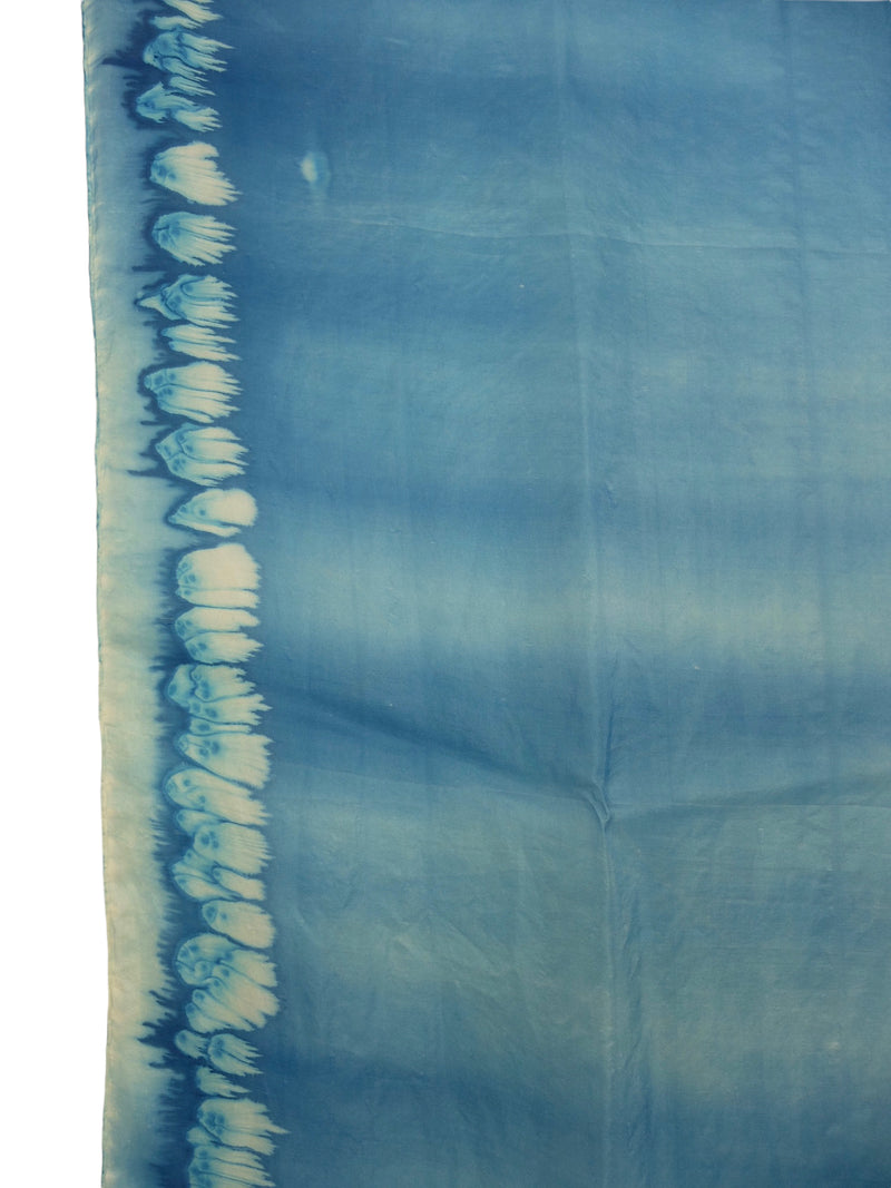 Vintage 80s Silk Bohemian Hippie Festival Style Blue Acid Wash Tie Dye Large Square Bandana Neck Tie Scarf