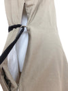 Vintage 80s Beige & Black Cottage Prairie Milkmaid Hippie Cotton Boxy Short Sleeve Fit & Flare Cotton Blend Paperbag Midi Circle Dress with Waist Tie | Size M-L
