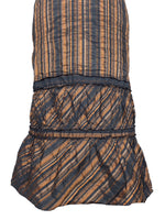 Vintage 2000s Y2K Low Rise Orange & Black Diagonal Striped Straight Silhouette Ruffled Maxi Skirt | Size S