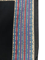 Vintage 70s Mod Preppy Bohemian Hippie Navy Blue Patterned Polyester Square Bandana Neck Tie Scarf