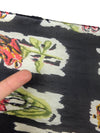 Vintage 80s Silk Bohemian Chic Black Floral Patterned Long Wide Shawl Wrap Scarf