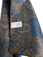 Vintage 90s Bohemian Psychedelic Patterned Brown & Blue Large Polyester Square Bandana Neck Tie Scarf