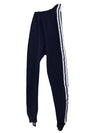 Vintage 70s Athletic Streetwear Sports Stirrup Navy Blue & White Striped Track Pant Jogger Leggings | Size 22-35 Inch Waist