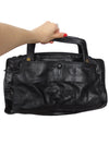 Vintage 70s Mod Brown-Black Leather Top Handle Small Zip Around Boxy Handbag Purse