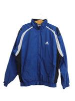Vintage 90s Y2K Adidas Sports Streetwear Athletic Logo Dark Blue & Black Zip Up Windbreaker Track Jacket | Men’s Size M | Women’s Size L