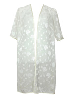 Vintage 80s Bohemian Chic Sheer White Floral Kimono Top Layer Dress | Size S-M