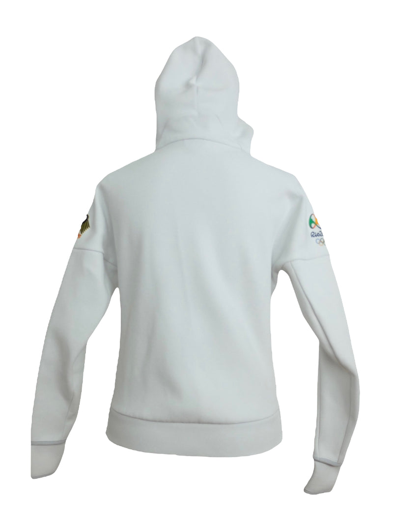 Adidas Germany Rio Olympics White Thick Zip Up High Neck Hooded Track Top Jacket | Size S