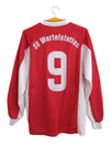 Vintage 90s Adidas SV Wortelstetten Number 9 Red & White Striped Football Soccer Long Sleeve Jersey Shirt