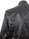 Vintage 90s Y2K Preppy Moto Grunge Goth Black Silky Satin Look High Mockneck Buckle & Snap Button Down Cargo Lightweight Jacket | Size S