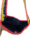 Vintage 2000s Y2K Bohemian Hippie Bright Striped Crocheted Knit Small Crossbody Zipper Bag