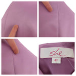 Vintage 90s Y2K Formal Preppy Silky Satin Look Rose Purple-Pink Solid Cropped Lightweight 3/4 Sleeve Blazer Jacket | Size M