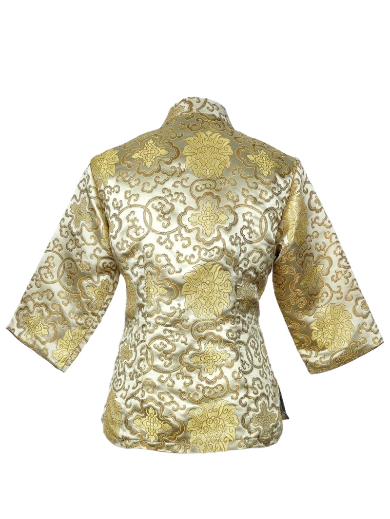Gold Button Silk Blouse, Authentic & Vintage