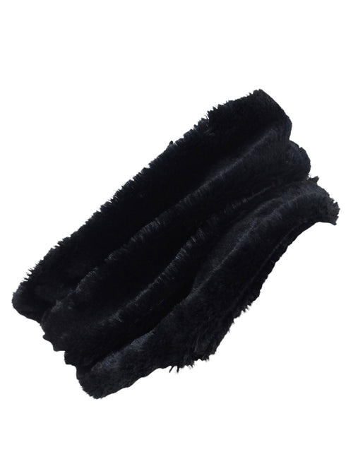 Vintage 2000s Y2K Preppy Goth Grunge Black Basic Solid Faux Fur Soft Fuzzy Chunky Infinity Wrap Winter Scarf