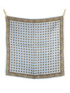 Vintage 90s Silk Avant-Garde Regency Chic Baby Blue & Gold Abstract Print Square Bandana Neck Tie Scarf