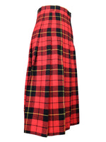 Vintage 70s Mod Schoolgirl Academia Punk Preppy Red & Black Tartan Plaid Check Print Pleated A-Line Midi Skirt | 26 Inch Waist