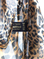 Vintage 90s Y2K Preppy Bohemian Chic Leopard Animal Print Semi-Sheer Square Bandana Neck Tie Scarf