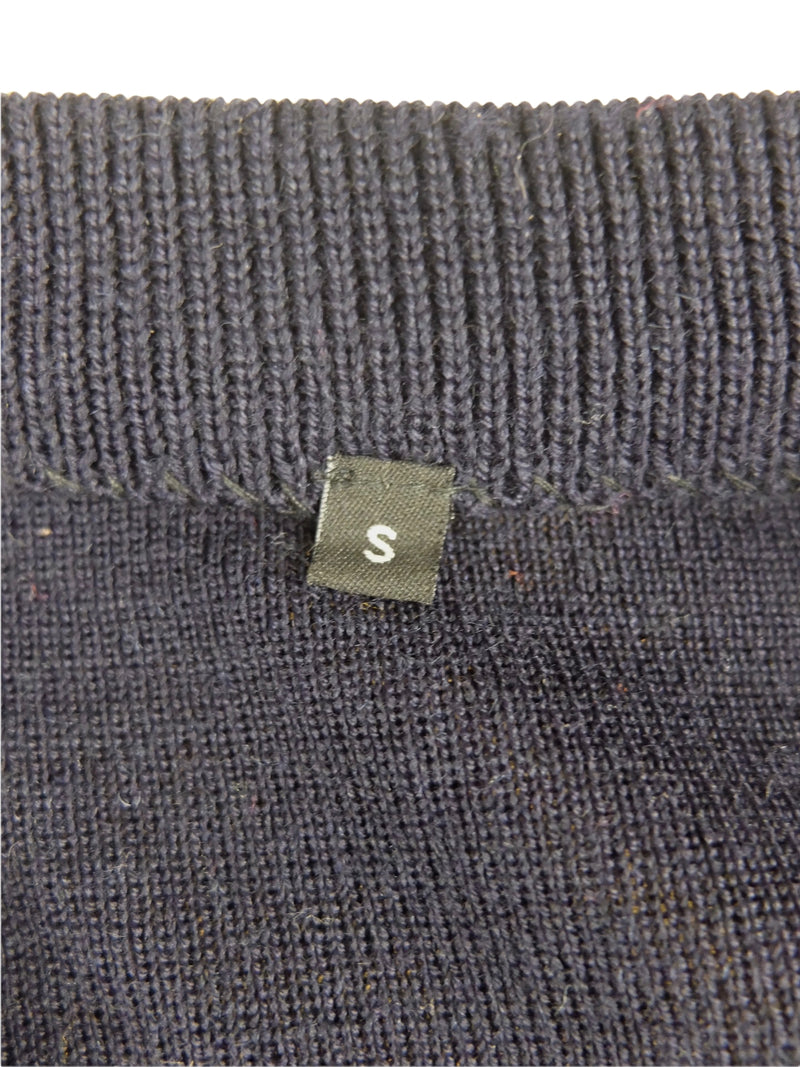 Vintage 90s Y2K Streetwear Utilitarian Navy Blue Knit V-Neck Sleeveless Pullover Sweater Vest | Men’s Size S
