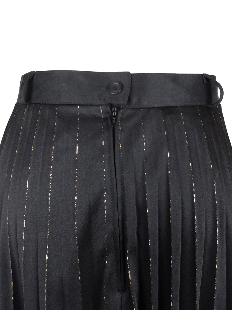 Vintage 80s Black & Gold Chic Formal High Waisted Pleated A-Line Maxi Skirt | 28 Inch Waist