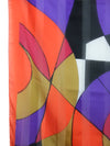 Vintage 80s Abstract Funky Patterned Bright Red & Purple Large Square Bandana Neck Tie Scarf with Hand-Rolled Hem