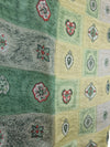 Vintage 90s Silk Bohemian Festival Fairy Style Green Abstract Geometric Patterned Long Wide Wrap Shawl Scarf