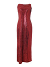 Vintage 90s Y2K Formal Chic Party Going-Out Rave Clubwear Bright Red Sequin Sparkle Glitter Sleeveless Tank Floor Length Maxi Dress | Size S