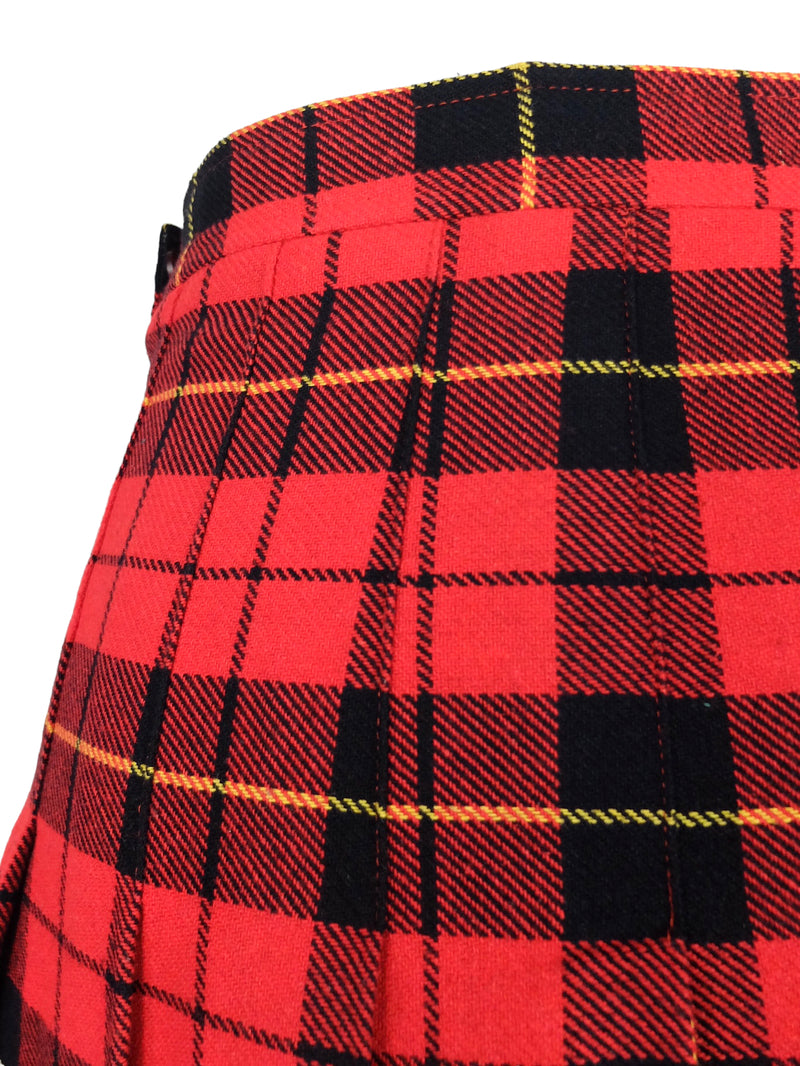 Vintage 70s Mod Schoolgirl Academia Punk Preppy Red & Black Tartan Plaid Check Print Pleated A-Line Midi Skirt | 26 Inch Waist