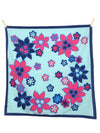 Vintage 70s Hippie Boho Bright Blue & Pink Floral Print Square Bandana Neck Tie Scarf