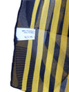 Vintage 90s Punk Grunge Yellow & Navy Blue Striped Long Chiffon Wrap Shawl Neck Scarf